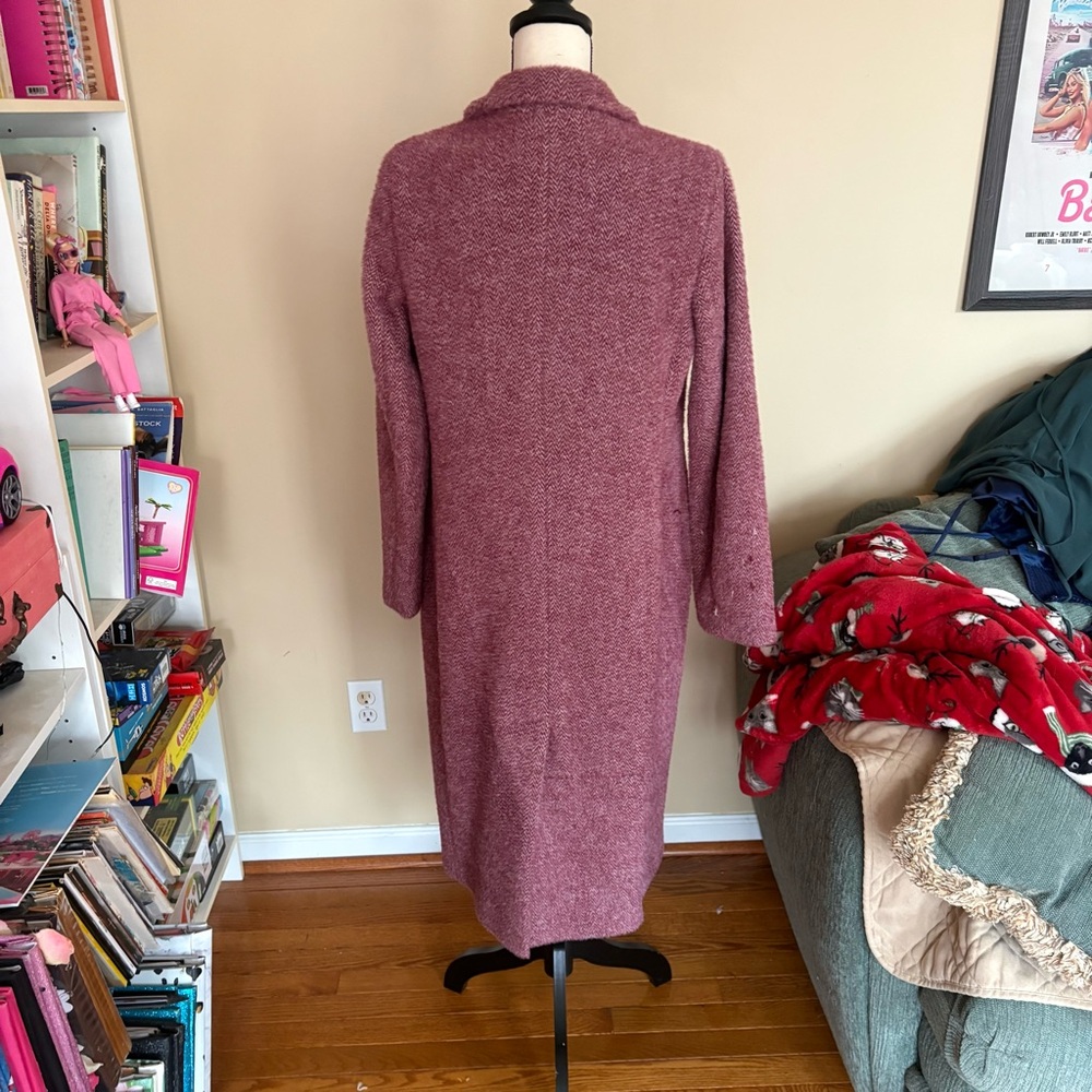 LOFT Women's Pink Herringbone Coat - Picture 3 of 4